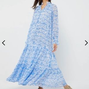 A PEA IN THE POD - FLORAL CRINKLE CHIFFON TIERED MAXI MATERNITY DRESS